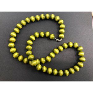 Vintage Wooden Green Bauble Beaded Necklace